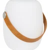 Ladattava pöytävalaisin House Nordic Cardiff, Bluetooth-kaiuttimella, ø18cm, sisä- ja ulkokäyttöön, valkoinen/ruskea