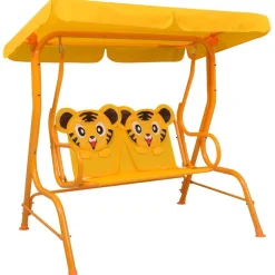 Lasten keinupenkki keltainen 115x75x110 cm kangas