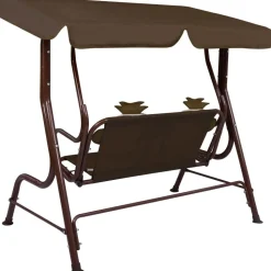 Lasten keinupenkki ruskea 115x75x110 cm kangas