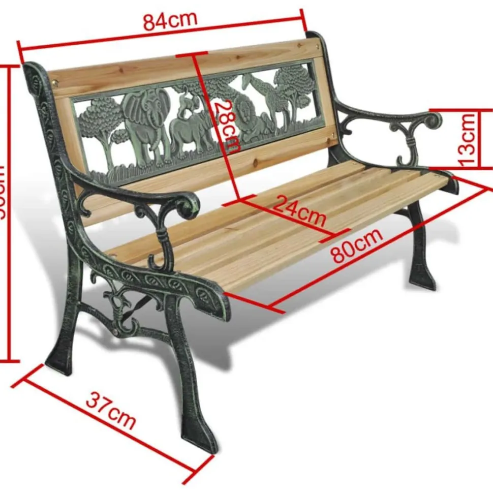 Lasten puinen puutarhapenkki 84 cm