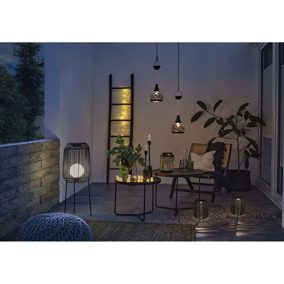 Lattiavalaisin aurinkokennolla Paulmann Pauleen Sunshine Coziness, 3000K, musta/harmaa