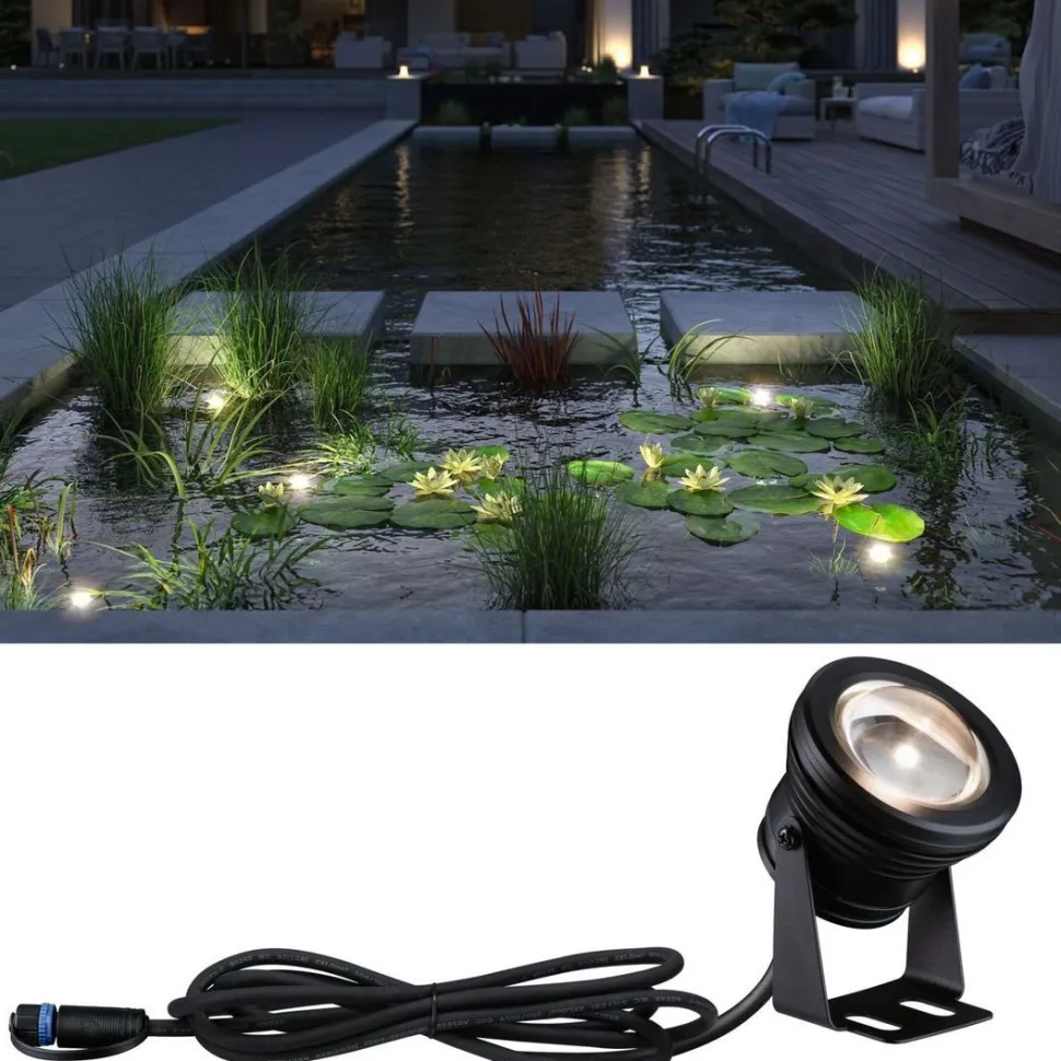 LED-allasvalaisin Paulmann Plug & Shine, IP68, 3000K, 5W, musta