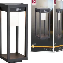 LED-aurinkokennovalaisin Paulmann Marisol, IP44, 3000K, liiketunnistin, musta