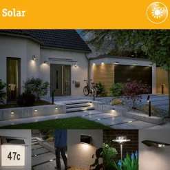LED-maavalaisin aurinkokennolla Paulmann Aron, IP67, 3000K, liiketunnistin, valkoinen