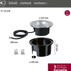 LED-maavalaisin Paulmann Durea, IP67, 21.3cm, 3000K, 60°, rst