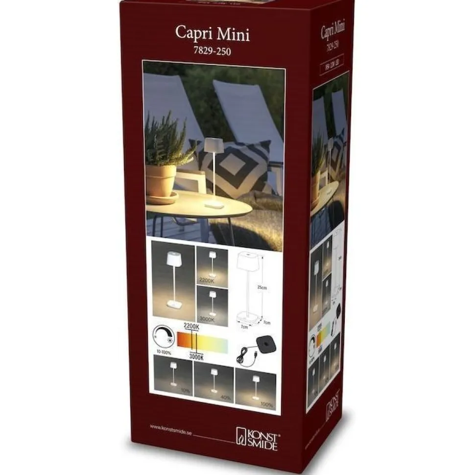 LED-pöytävalaisin Konstsmide Lounge Capri Mini, ladattava, eri värejä