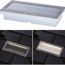 LED-terassivalaisin liiketunnistimella Paulmann Brick, IP67, 20x10cm, 3000K, alumiini