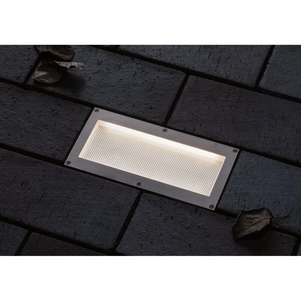 LED-terassivalaisin liiketunnistimella Paulmann Brick, IP67, 20x10cm, 3000K, alumiini