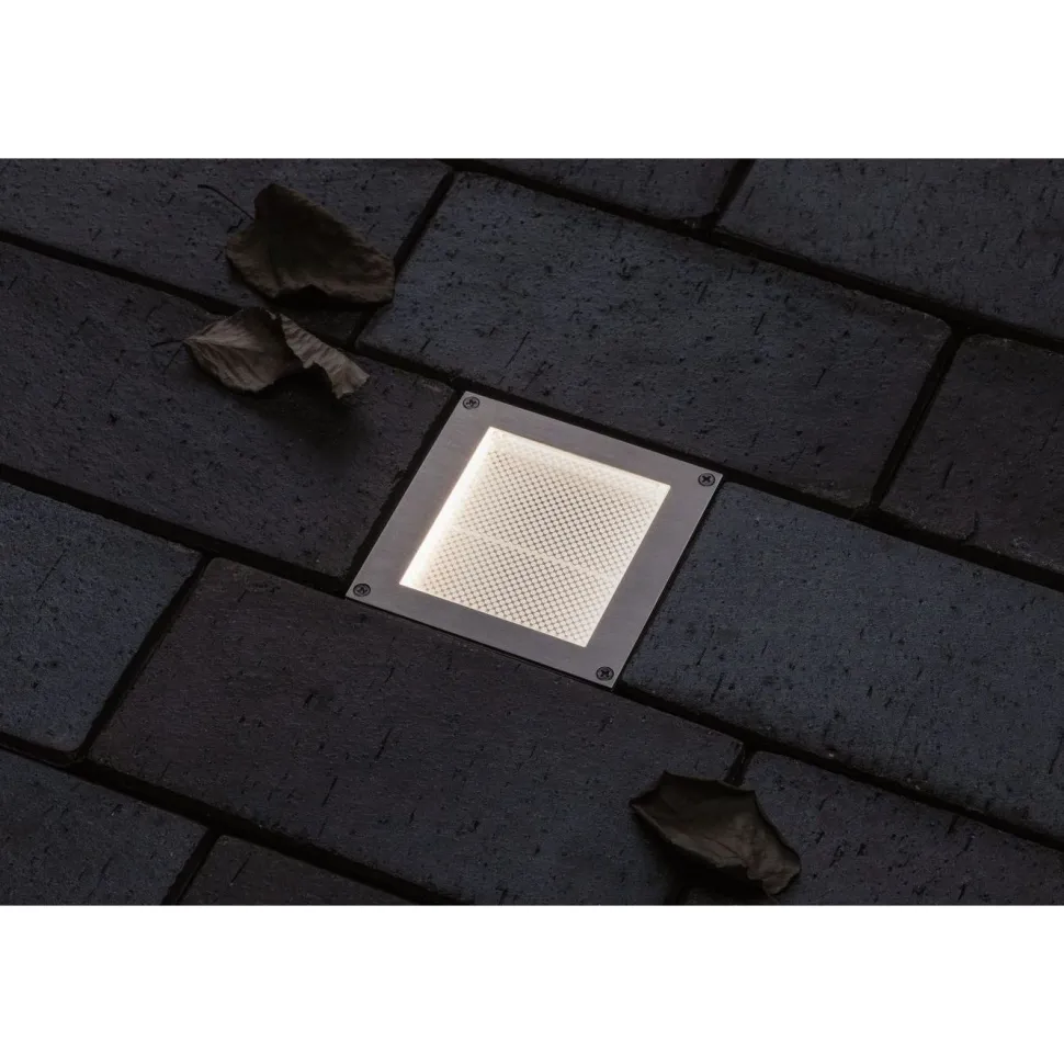 LED-terassivalaisin liiketunnistimella Paulmann Brick, IP67, 10x10cm, 3000K, alumiini