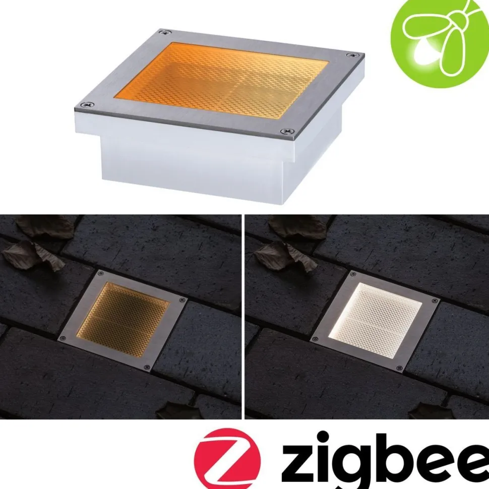 LED-terassivalaisin Paulmann Brick, Smart Home Zigbee 3.0, IP67, 10x10cm, säädettävä värilämpötila, rst