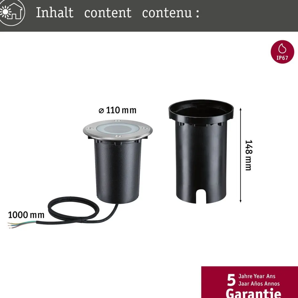 LED-terassivalaisin Paulmann Floor, Smart Home Zigbee 3.0, IP67, 11cm, RGBW+, harjattu rauta