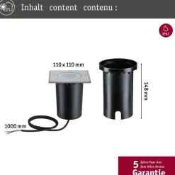 LED-terassivalaisin Paulmann Floor, Smart Home Zigbee 3.0, IP67, 11x11cm, RGBW+, harjattu rauta