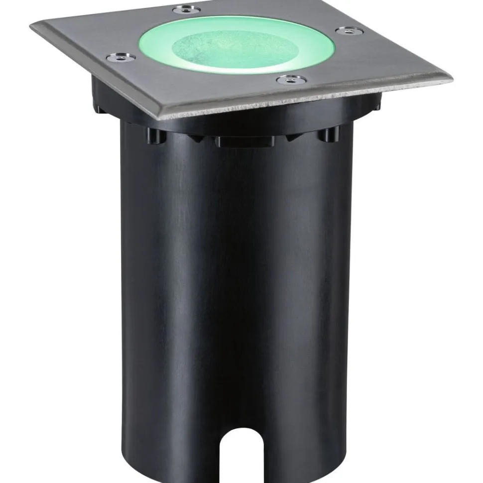 LED-terassivalaisin Paulmann Floor, Smart Home Zigbee 3.0, IP67, 11x11cm, RGBW+, harjattu rauta