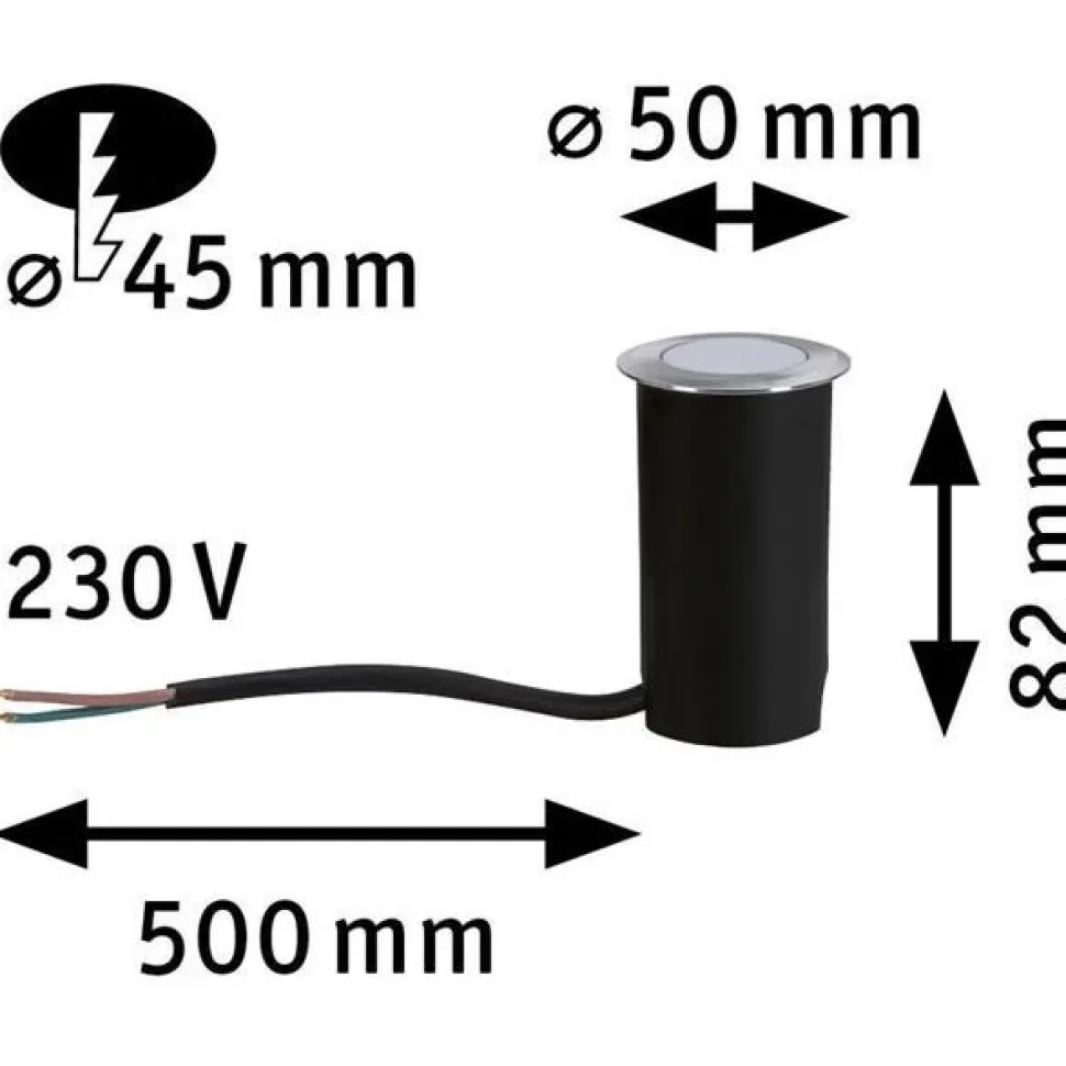 LED-terassivalaisin Paulmann House, IP67, 50mm, 3000K, 2W, 60lm, rst