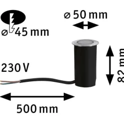LED-terassivalaisin Paulmann House, IP67, 50mm, 3000K, 2W, 20lm, rst