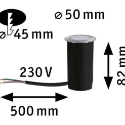 LED-terassivalaisin Paulmann, IP65, 50mm, 2200K, alumiini