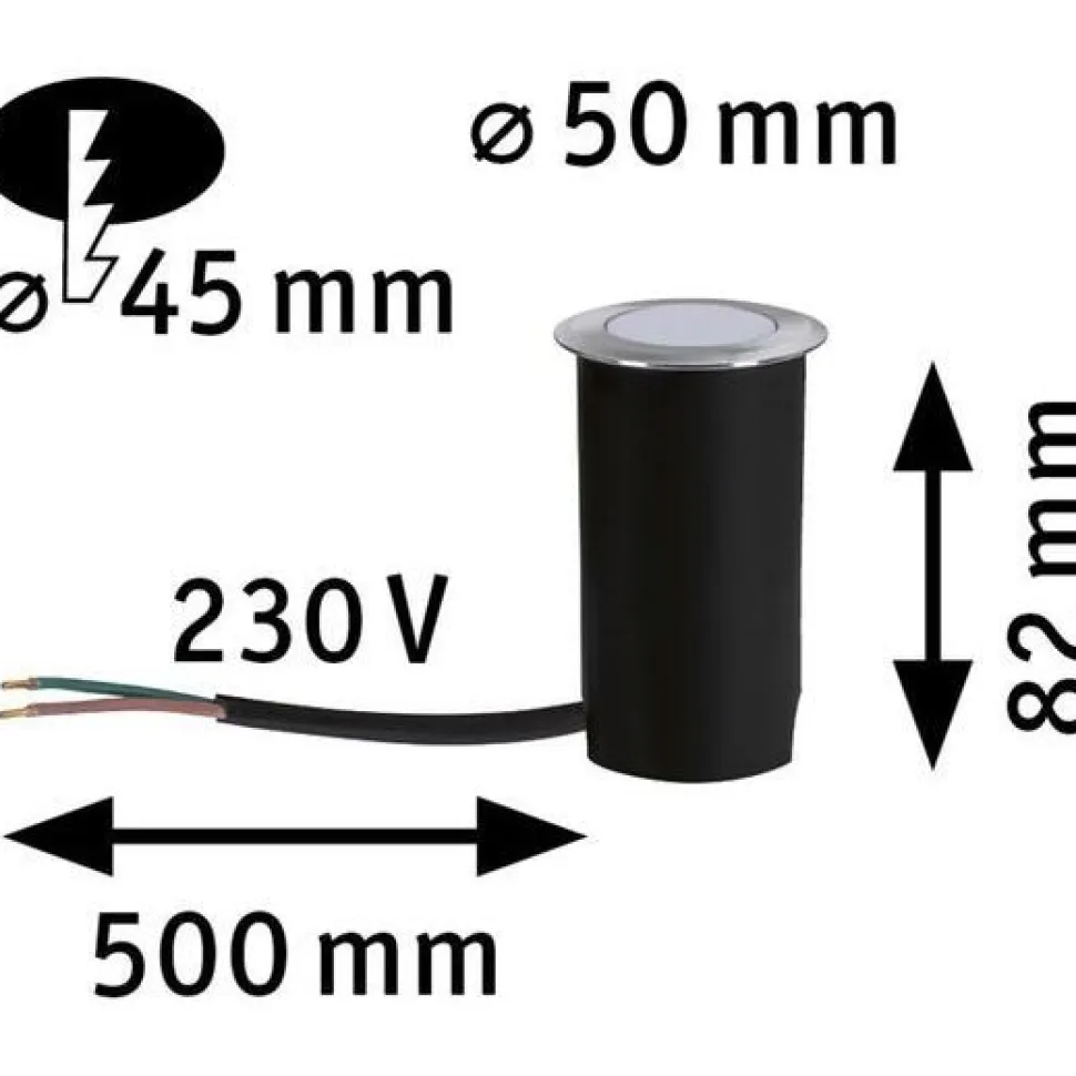 LED-terassivalaisin Paulmann, IP65, 50mm, 2200K, alumiini