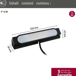 LED-terassivalaisin Paulmann Ito, IP67, 252x49mm, 3000K, antrasiitti