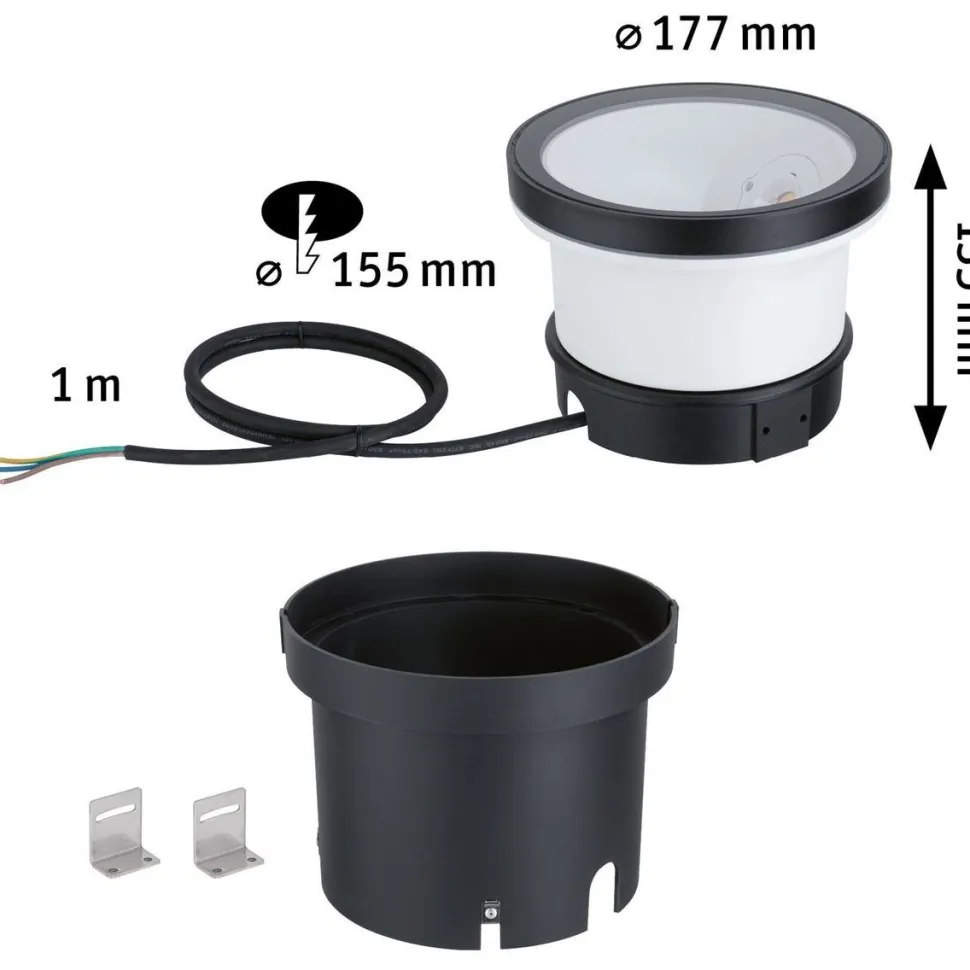 LED-terassivalaisin Paulmann Ocos, IP67, 17.7cm, 3000K, antrasiitti
