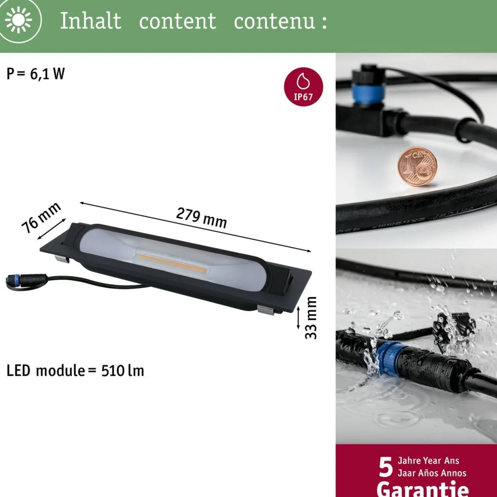 LED-terassivalaisin Paulmann Plug & Shine Ito, 27.9cm, IP67, 3000K, antrasiitti