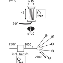 LED-terassivalaisinsarja Paulmann Plug & Shine MicroPen II, 5-osainen, IP67, 3000K, hopea