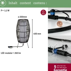 LED-ulkovalaisin Paulmann Plug & Shine Basket, Smart Home Zigbee 3.0, IP44, RGBW, musta