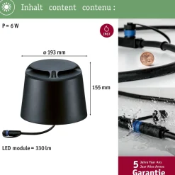 LED-ulkovalaisin Paulmann Plug & Shine, IP67, 3000K, pinta-asennettava, antrasiitti