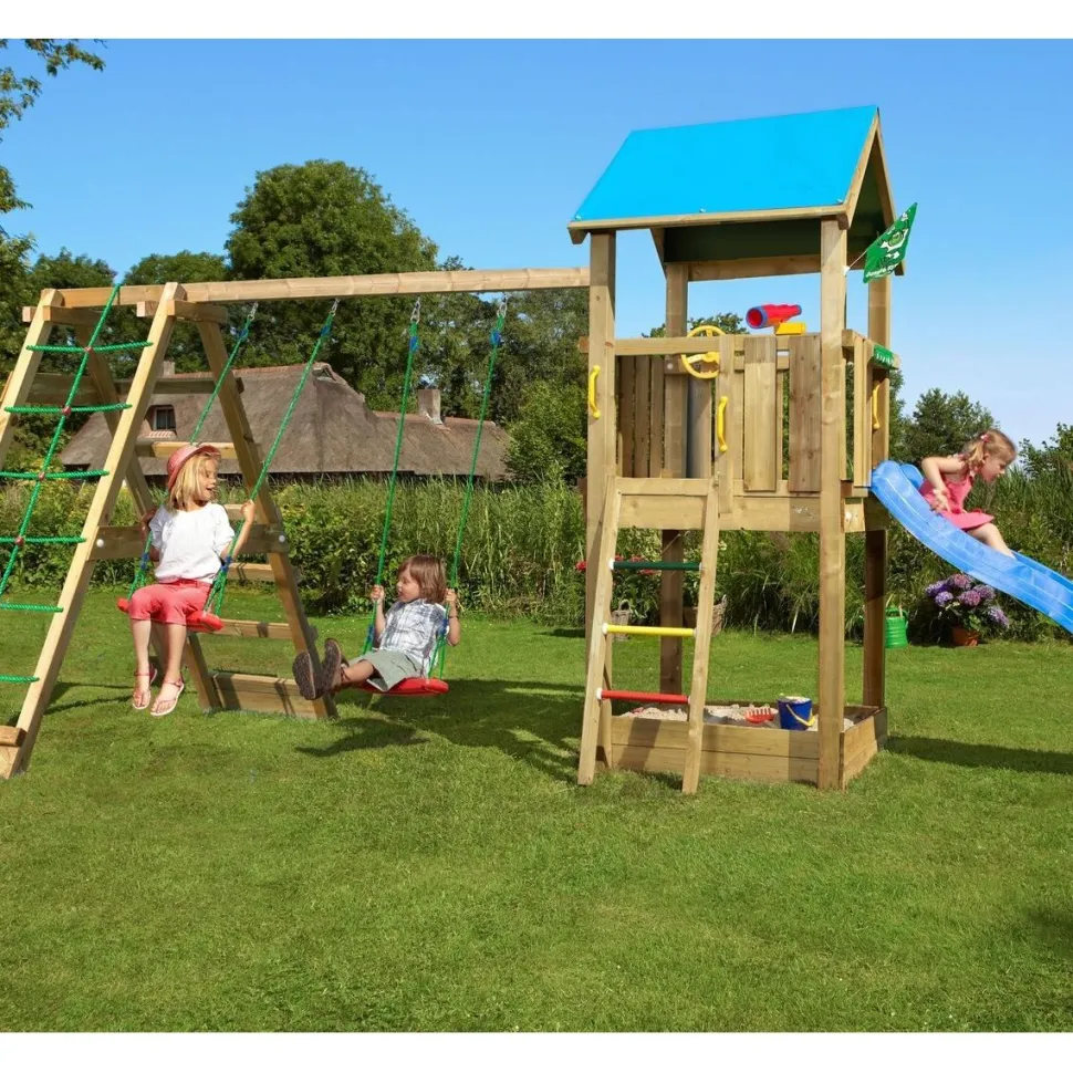 Leikkikeskus Jungle Gym Castle ja Climb Module X'tra sis. liukumäen