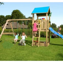 Leikkikeskus Jungle Gym Castle ja Swing Module X'tra sis. liukumäen