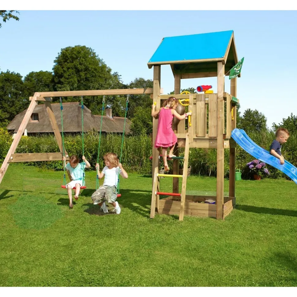 Leikkikeskus Jungle Gym Castle ja Swing Module X'tra sis. liukumäen