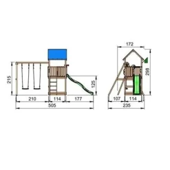Leikkikeskus Jungle Gym Castle ja Swing Module X'tra sis. liukumäen
