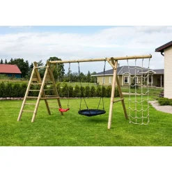 Leikkiteline Palmako Kalev sis. keinu + pesäkeinu + kiipeilyteline + kiipeilyverkko