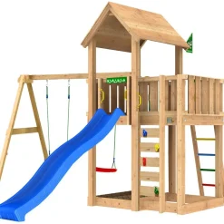 Leikkitorni Jungle Gym Mansion 2.1, 2-Swing Module 220, liukumäki ja 120 kg hiekkaa