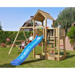 Leikkitorni Jungle Gym Mansion 2.1, 2-Swing Module 220, liukumäki ja 120 kg hiekkaa