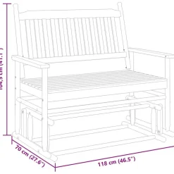 Liukupenkki musta 118x70x104,5 cm täysi haapa (08866)