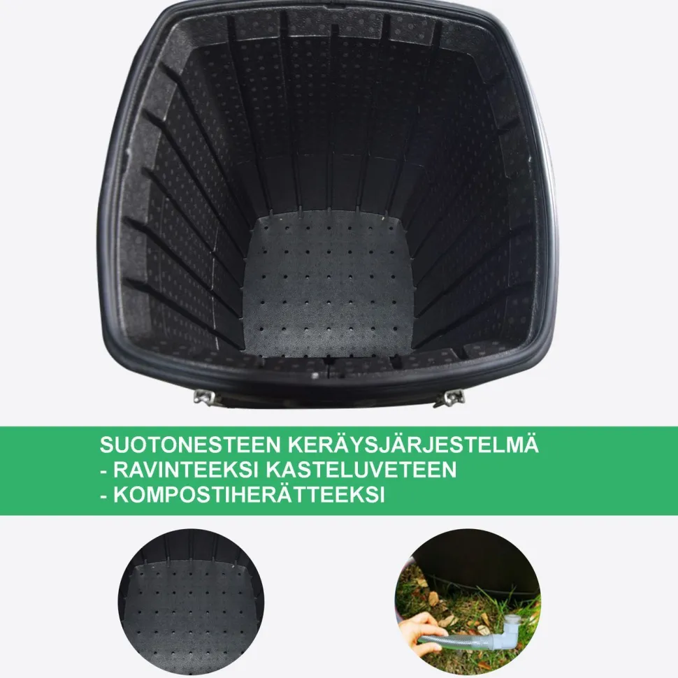 Lämpökompostori Green Land, 110 litraa, musta