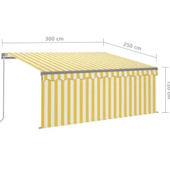 Manuaalisesti kelattava markiisi verhoilla 3x2,5 m kerma