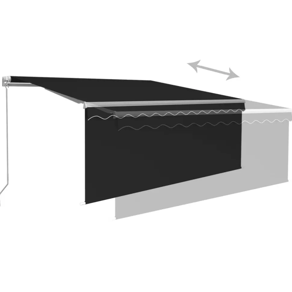 Manuaalisesti kelattava markiisi 2 verhoilla 3x2,5m sininen/valkoinen