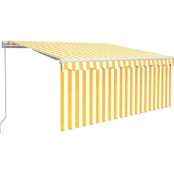 Manuaalisesti kelattava markiisi 2 verho/LED 3x2,5 m keltainen/valkoinen