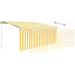 Manuaalisesti kelattava markiisi 2 verho/LED 3x2,5 m keltainen/valkoinen