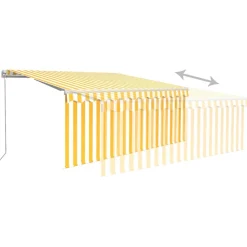 Manuaalisesti kelattava markiisi 2 verho/LED 3x2,5 m keltainen/valkoinen