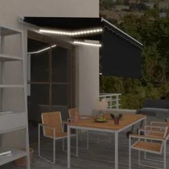 Manuaalisesti kelattava markiisi 2 verho/LED 3x2,5 m keltainen/valkoinen