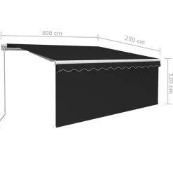 Manuaalisesti kelattava markiisi 2 verho/LED 3x2,5 m keltainen/valkoinen