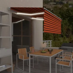 Manuaalisesti kelattava markiisi 2 verho/LED 3x2,5 m keltainen/valkoinen