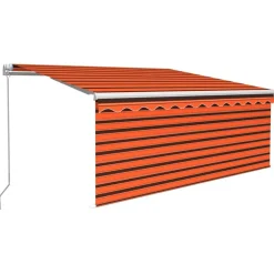 Manuaalisesti kelattava markiisi 2 verho/LED 3x2,5 m keltainen/valkoinen