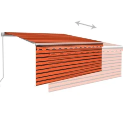 Manuaalisesti kelattava markiisi 2 verho/LED 3x2,5 m keltainen/valkoinen