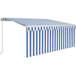 Manuaalisesti kelattava markiisi 2 verho/LED 3x2,5 m keltainen/valkoinen