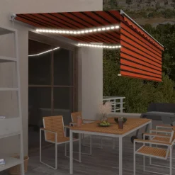 Manuaalisesti kelattava markiisi 2 verho/LED 3x2,5 m keltainen/valkoinen