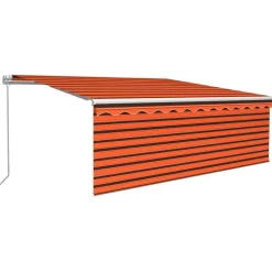 Manuaalisesti kelattava markiisi 2 verho/LED 3x2,5 m keltainen/valkoinen