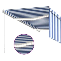 Manuaalisesti kelattava markiisi 2 verho/LED 3x2,5 m keltainen/valkoinen